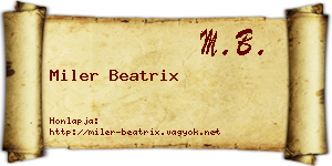 Miler Beatrix névjegykártya
